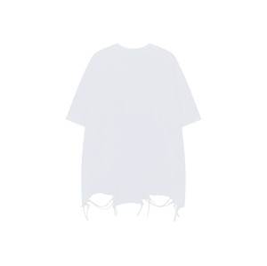 Men's street style retro wash hem hole trend half-sleeve design necklace loose oversized short-sleeved T-shirt