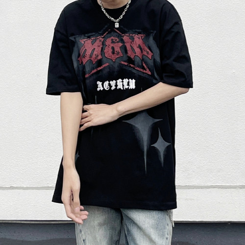 Custom men's summer hip-hop T-shirt oversized loose heavyweight 100% cotton large pattern short sleeve