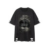 Custom men's summer dark T-shirt oversized loose heavyweight 100% cotton large pattern distress short sleeve