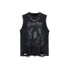 Custom men's summer dark vests oversized loose heavyweight 100% cotton large pattern distress sleeveless tees
