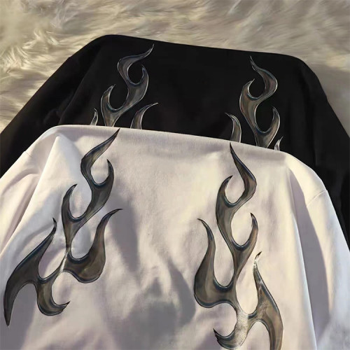 Custom men's  hip-hop round neck sweatshirts oversized loose weight 100% cotton printed pattern sweatshirts