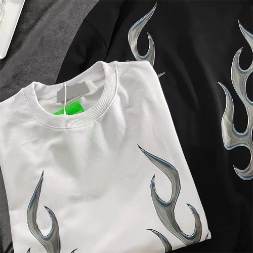 Custom men's  hip-hop round neck sweatshirts oversized loose weight 100% cotton printed pattern sweatshirts