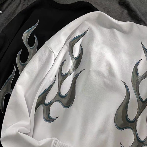 Custom men's  hip-hop round neck sweatshirts oversized loose weight 100% cotton printed pattern sweatshirts