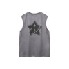 Custom men's summer vests oversized loose heavyweight 100% cotton stars print large pattern sleeveless tees