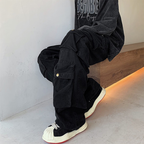 Customized men's streetwear trend loose pants multi-pocket multi-color heavyweight cargo pants