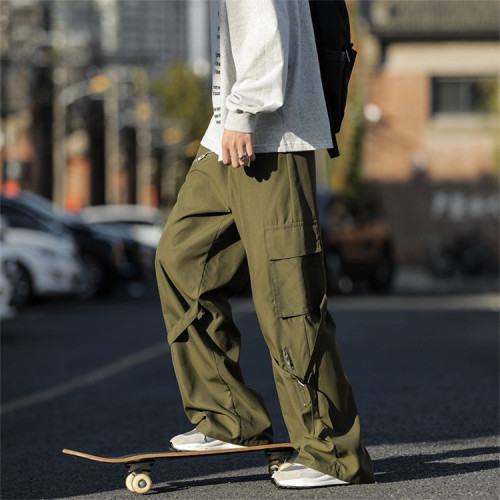 Customized men's skateboard trend loose pants multi-pocket multi-color heavyweight cargo pants