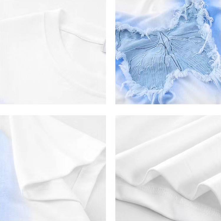 star denim patch embroidery short sleeve
