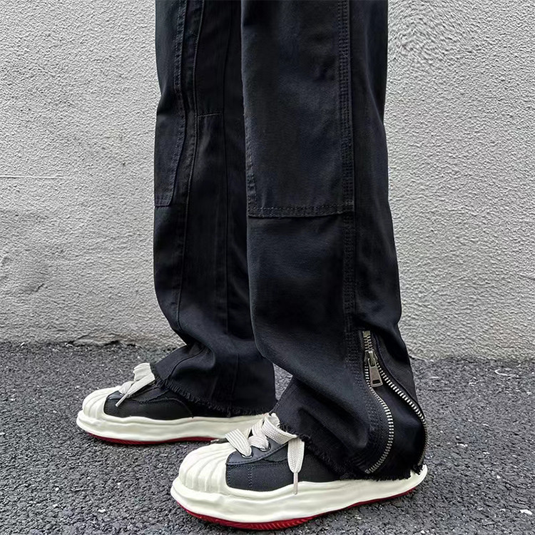 side zipper thick cargo pants