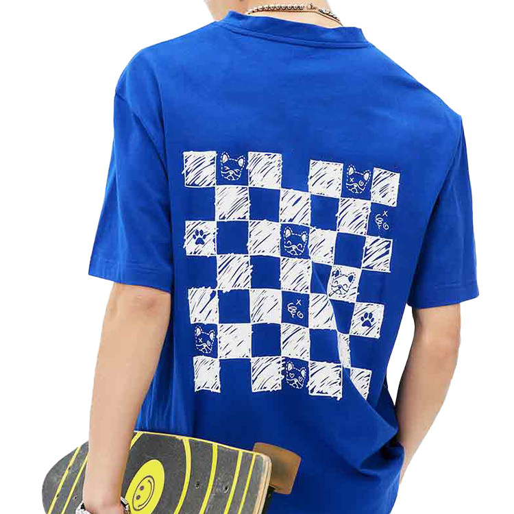 checkerboard printed round neck high qulity T-shirts