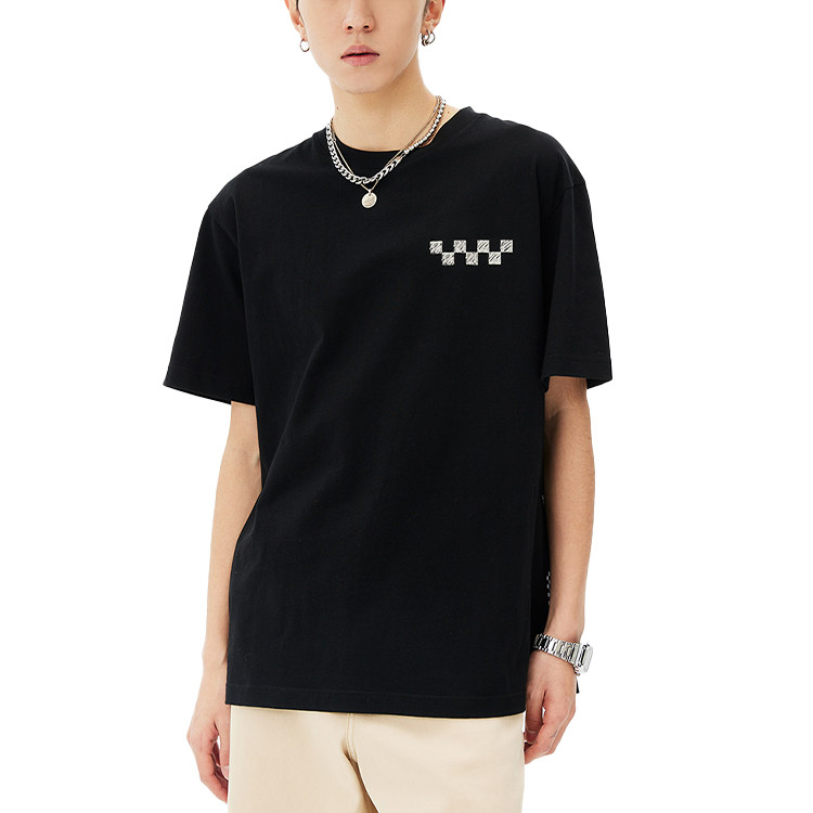checkerboard printed round neck high qulity T-shirts