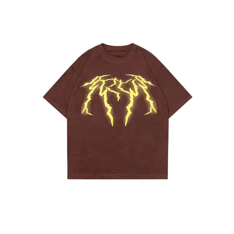 Custom fashion simple men's lightning print t shirts