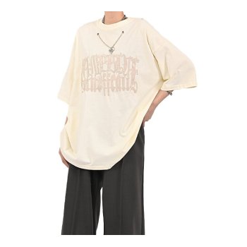 Custom wholesale men's cotton summer trend clothing T-shirts heavy embroidery with necklace T-shirts