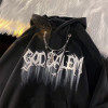 Custom men's letter puff print loose heavyweight cotton high quality hoodies with chain