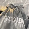 Custom men's letter puff print loose heavyweight cotton high quality hoodies with chain