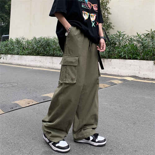 Custom men's skateboard trend loose pants heavyweight twill cotton multi-pocket pants