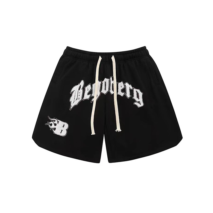  fuzzy embroidered letters sports basketball baggy shorts for men