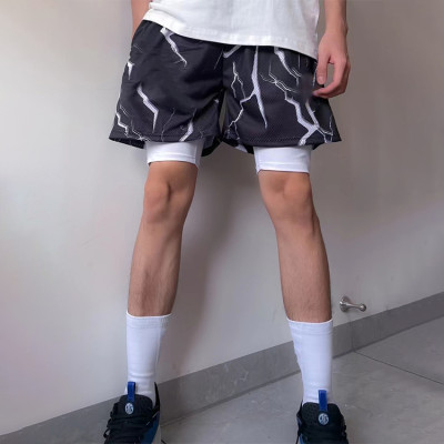 Custom double layer summer sports basketball shorts polyester mesh quick dry men's shorts