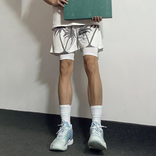 Custom double layer summer sports basketball shorts polyester mesh quick dry men's shorts