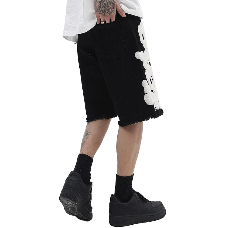 Custom 100% cotton 3D fleece embroidered streetwear  shorts