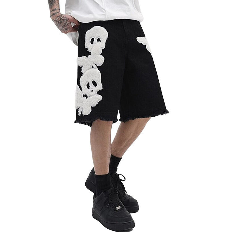 Custom 100% cotton 3D fleece embroidered streetwear  shorts