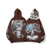 Custom skull skeleton face cover hoodie full zip up hoodies for Winterwear graphic design Hoodie