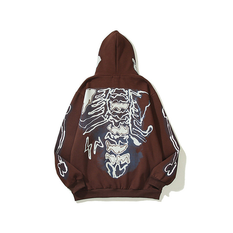 skull skeleton face cover hoodie full zip up hoodies