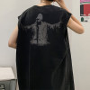 Custom black 100% cotton acid wash graphics print vintage men's sleeveless T-shirt
