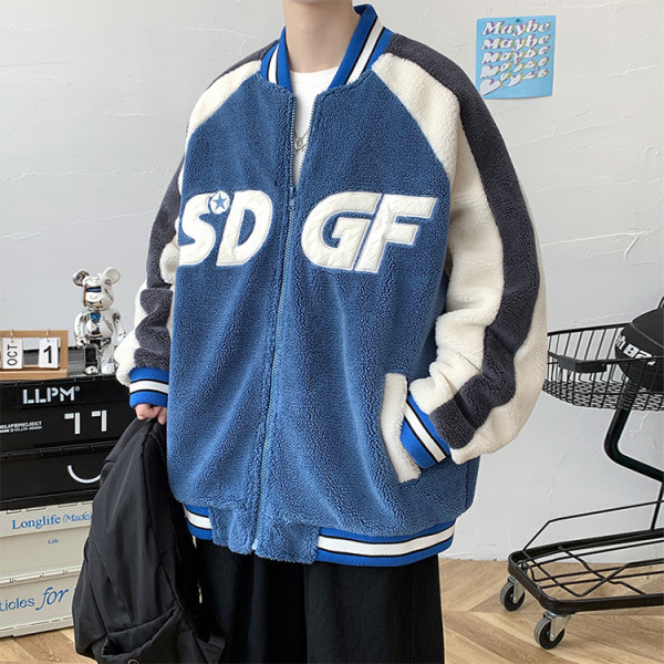 Custom Winter cotton jacket men's thickened lamb's wool baseball suit jacket tide cotton tops