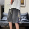 Custom denim shorts men's loose straight embroidered stitching casual half-legged pants