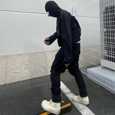 Hoodies manufacturer | Men's street black nylon hoodies | Double zipper windproof blank hoodies