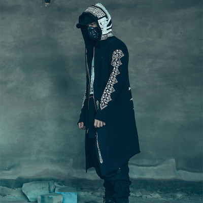 Jacket manufacturer | Black long jacket | High quality digital printed jacket | Men's hooded jacket