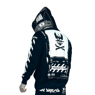 Custom Mens Skeleton Full Face Zip Jacket Hoodies Custom Black Streetwear Print Zip Up Men's Hoodies