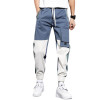 Custom separate at the knees color block loose baggy patch pockets cargo pants for men