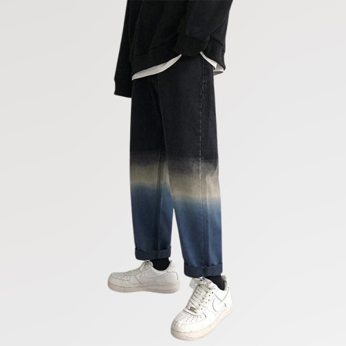 Custom Newest Design High Waist Wide Leg Denim Clothing Streetwear Vintage Tie Dye Washed Jeans Pants For Men