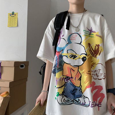 Custom graffiti digital print pattern 100% cotton oversized breathable and sweat absorbent t shirt