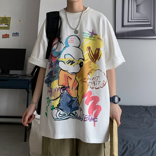 Custom graffiti digital print pattern 100% cotton oversized breathable and sweat absorbent t shirt