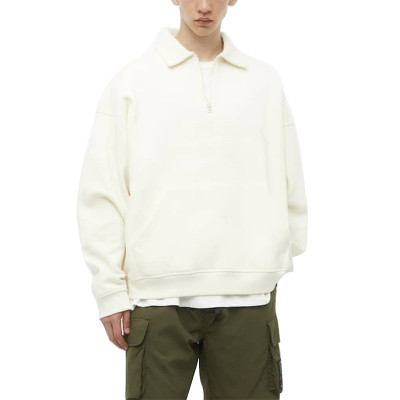 Custom Logo Solid Turn-down Collar Embroidered Print Long Sleeve Half Zip Sweatshirts For Men