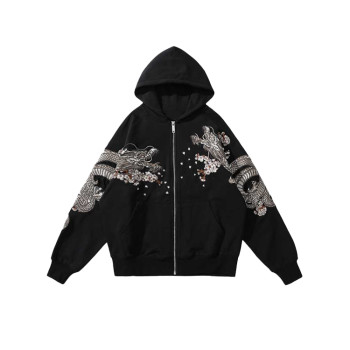 Custom streetwear hoodies design unisex full zip up hoodies embroidery oversized 3d logo hoodies men