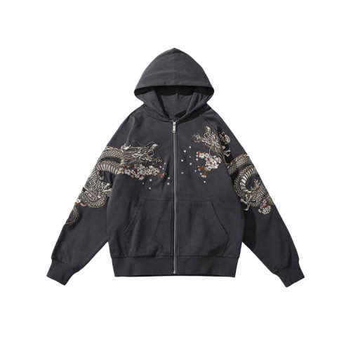 Custom streetwear design unisex full zip up hoodies embroidery oversized 3d logo hoodies men