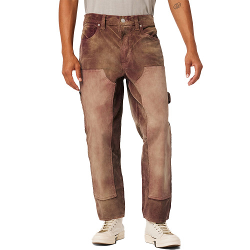 Custom casual pants patchwork color block nylon cotton canvas double knee casual pants for men