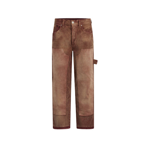 Custom casual pants patchwork color block nylon cotton canvas double knee casual pants for men