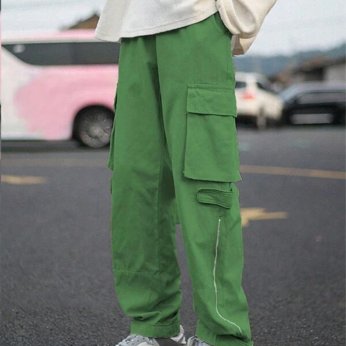 Custom multi-color pocket loose wide leg slacks skateboard design cargo pants for men