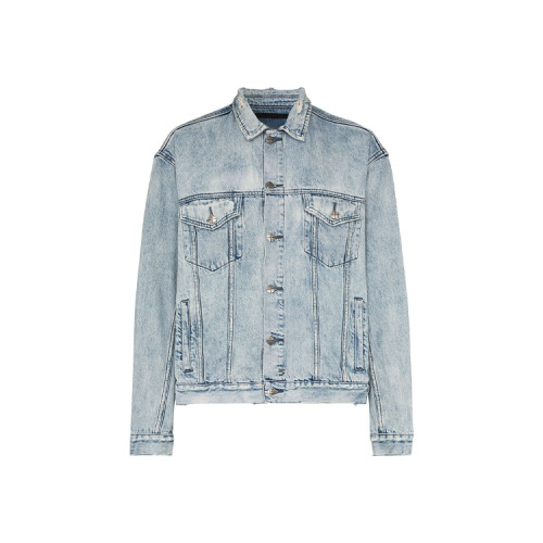 Custom vintage distress washed light color denim Jackets casual workwear trendy Men's Jackets