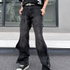 Custom Men's trendy bat wing pants Hip Hop loose straight irregular design Jeans