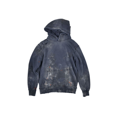 Custom vintage wash ripped hoodies men fashion streetwear paint splatter hoodies distressed hoodies