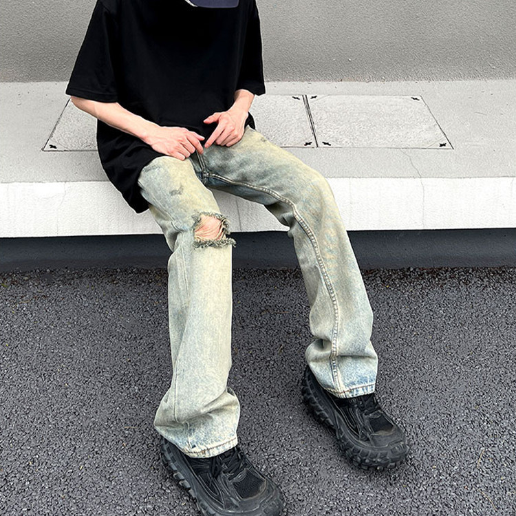 vintage streetwear ripped loose casual trousers jeans