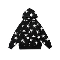 Custom stars logo oversized hoodies thick OEM high quality wholesale digital printed zip-up hoodies
