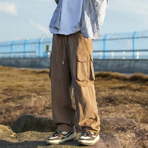 Pants manufacturer | Men's polyester pants | Multi-pocket cargo pants | Stretchy drawstring pants