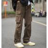 Custom men's trendy cropped pants solid color youth popular straight pants wide leg overalls