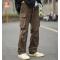 Custom men's trendy cropped pants solid color youth popular straight pants wide leg overalls